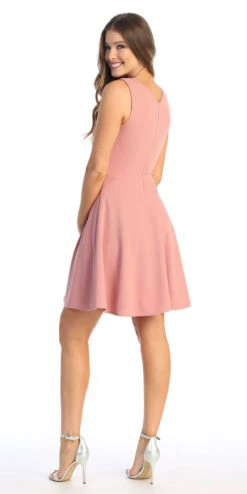 Celavie 6528-S Short A-Line Sleeveless Dress With Rhinestone Waist(Celavie 6528s Short A Line Sleeveless Dress With Rhinestone Waist) -Discount Dress Shops 6528 SMauveB