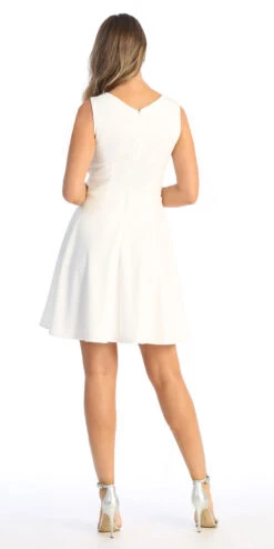Celavie 6528-S Short A-Line Sleeveless Dress With Rhinestone Waist(Celavie 6528s Short A Line Sleeveless Dress With Rhinestone Waist) -Discount Dress Shops 6528 SOffWhiteB