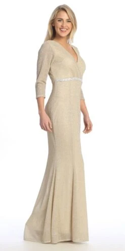 Celavie 6532-L Long Fitted Sheath Glitter Knit Dress V-Neckline(Celavie 6532 L Long Fitted Sheath Glitter Knit Dress V Neckline) -Discount Dress Shops 6532 LChampRight