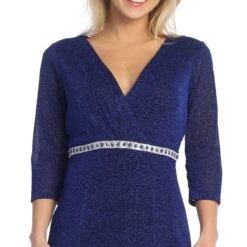 Celavie 6532-L Long Fitted Sheath Glitter Knit Dress V-Neckline(Celavie 6532 L Long Fitted Sheath Glitter Knit Dress V Neckline) -Discount Dress Shops 6532 LRoyalDetail