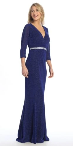 Celavie 6532-L Long Fitted Sheath Glitter Knit Dress V-Neckline(Celavie 6532 L Long Fitted Sheath Glitter Knit Dress V Neckline) -Discount Dress Shops 6532 LRoyalRight