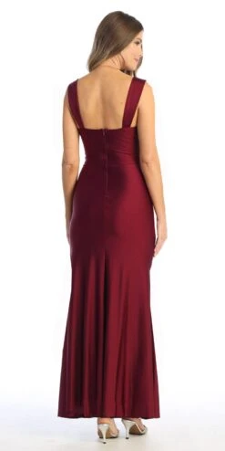 Celavie 6540-L Long Column Gown Ruched Bodice With Slit(Celavie 6540l Long Column Gown Ruched Bodice With Slit) -Discount Dress Shops 6540 LBack