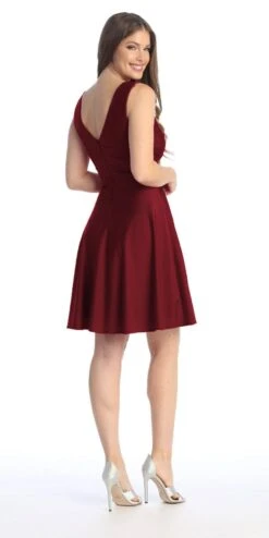 Celavie 6547-S Short V-Neckline Evening A-Line Dress(Celavie 6547 S Short V Neckline Evening A Line Dress) -Discount Dress Shops 6547 S burgundy back 14c64f43 9f81 455a 824e a5be86ea091d