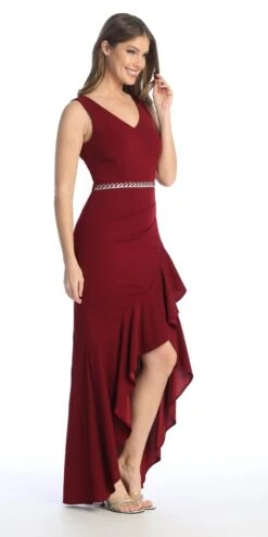 Celavie 6554-L Long Fitted Sleeveless Dress Ruffled Slit(Celavie 6554 L Long Fitted Sleeveless Dress Ruffled Slit) -Discount Dress Shops 6554 LBug1