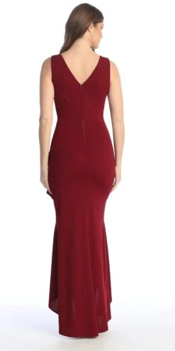 Celavie 6554-L Long Fitted Sleeveless Dress Ruffled Slit(Celavie 6554 L Long Fitted Sleeveless Dress Ruffled Slit) -Discount Dress Shops 6554 LBug3