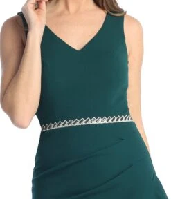 Celavie 6554-L Long Fitted Sleeveless Dress Ruffled Slit(Celavie 6554 L Long Fitted Sleeveless Dress Ruffled Slit) -Discount Dress Shops 6554 LHGreenD