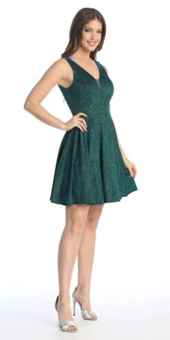 Celavie 6558 Short V-Neckline A-Line Party Dress(Celavie 6558 Short V Neckline A Line Party Dress) -Discount Dress Shops 6558 SHGreen1