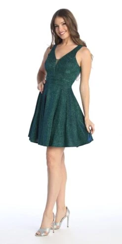 Celavie 6558 Short V-Neckline A-Line Party Dress(Celavie 6558 Short V Neckline A Line Party Dress) -Discount Dress Shops 6558 SHGreen2