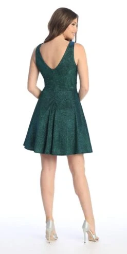 Celavie 6558 Short V-Neckline A-Line Party Dress(Celavie 6558 Short V Neckline A Line Party Dress) -Discount Dress Shops 6558 SHGreen3