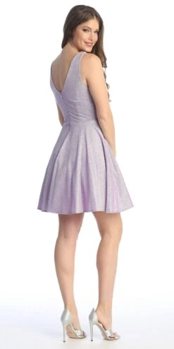 Celavie 6558 Short V-Neckline A-Line Party Dress(Celavie 6558 Short V Neckline A Line Party Dress) -Discount Dress Shops 6558 SLilac3
