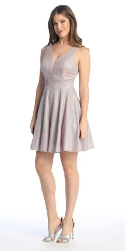 Celavie 6558 Short V-Neckline A-Line Party Dress(Celavie 6558 Short V Neckline A Line Party Dress) -Discount Dress Shops 6558 SPink2