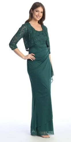 Celavie 6570-L Full Length Chiffon Lace Bodice Evening Dress With Bolero Jacket(Celavie 6570 L Full Length Chiffon Lace Bodice Evening Dress With Bolero Jacket) 28 Celavie 6570-L Full Length Chiffon Lace Bodice Evening Dress With Bolero Jacket(Celavie 6570 L Full Length Chiffon Lace Bodice Evening Dress With Bolero Jacket) -Discount Dress Shops 6570 LHGreen1