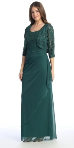 Celavie 6570-L Full Length Chiffon Lace Bodice Evening Dress With Bolero Jacket(Celavie 6570 L Full Length Chiffon Lace Bodice Evening Dress With Bolero Jacket) 27 Celavie 6570-L Full Length Chiffon Lace Bodice Evening Dress With Bolero Jacket(Celavie 6570 L Full Length Chiffon Lace Bodice Evening Dress With Bolero Jacket) -Discount Dress Shops 6570 LHGreen2