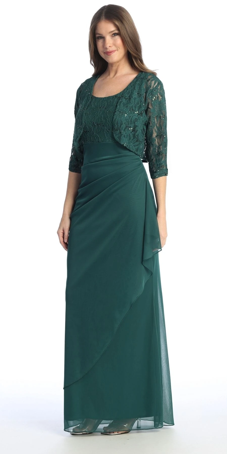 Celavie 6570-L Full Length Chiffon Lace Bodice Evening Dress With Bolero Jacket(Celavie 6570 L Full Length Chiffon Lace Bodice Evening Dress With Bolero Jacket) 8 Celavie 6570-L Full Length Chiffon Lace Bodice Evening Dress With Bolero Jacket(Celavie 6570 L Full Length Chiffon Lace Bodice Evening Dress With Bolero Jacket) - Image 8