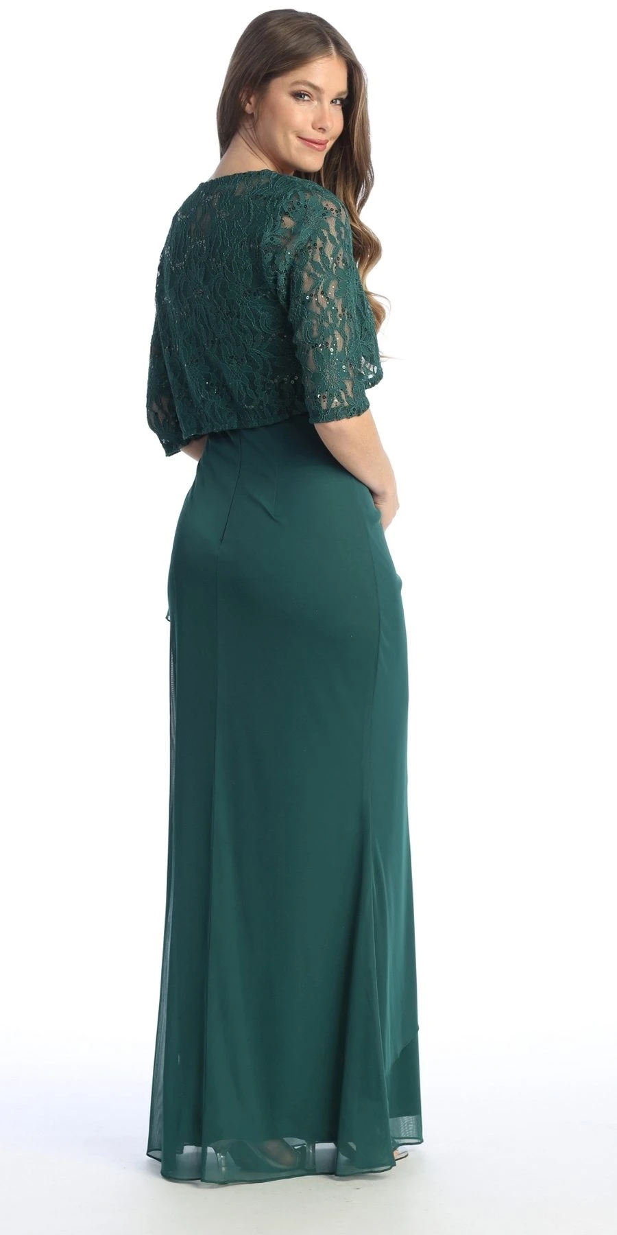 Celavie 6570-L Full Length Chiffon Lace Bodice Evening Dress With Bolero Jacket(Celavie 6570 L Full Length Chiffon Lace Bodice Evening Dress With Bolero Jacket) 7 Celavie 6570-L Full Length Chiffon Lace Bodice Evening Dress With Bolero Jacket(Celavie 6570 L Full Length Chiffon Lace Bodice Evening Dress With Bolero Jacket) - Image 7