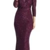 Celavie 6571-L Long Sequin Formal Gown Long Sleeves V-Neckline(Celavie 6571 Long Sequin Formal Gown Long Sleeves V Neckline)
