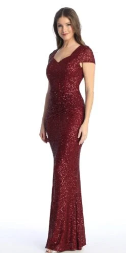 Celavie 6575-L Long Sheath Fitted Sequin Gown Short Sleeves(Celavie 6575 L Long Sheath Fitted Sequin Gown Short Sleeves) 18 Celavie 6575-L Long Sheath Fitted Sequin Gown Short Sleeves(Celavie 6575 L Long Sheath Fitted Sequin Gown Short Sleeves) -Discount Dress Shops 6575 LBurg2