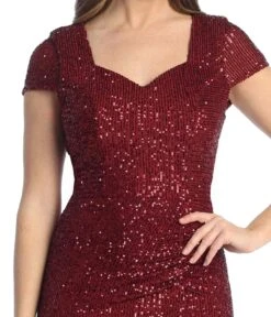 Celavie 6575-L Long Sheath Fitted Sequin Gown Short Sleeves(Celavie 6575 L Long Sheath Fitted Sequin Gown Short Sleeves) 16 Celavie 6575-L Long Sheath Fitted Sequin Gown Short Sleeves(Celavie 6575 L Long Sheath Fitted Sequin Gown Short Sleeves) -Discount Dress Shops 6575 LBurgD