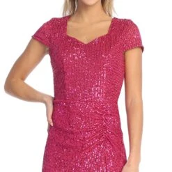 Celavie 6575-L Long Sheath Fitted Sequin Gown Short Sleeves(Celavie 6575 L Long Sheath Fitted Sequin Gown Short Sleeves) 24 Celavie 6575-L Long Sheath Fitted Sequin Gown Short Sleeves(Celavie 6575 L Long Sheath Fitted Sequin Gown Short Sleeves) -Discount Dress Shops 6575 LFuchsiaDetail