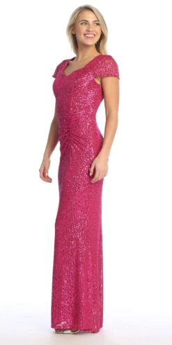 Celavie 6575-L Long Sheath Fitted Sequin Gown Short Sleeves(Celavie 6575 L Long Sheath Fitted Sequin Gown Short Sleeves) 25 Celavie 6575-L Long Sheath Fitted Sequin Gown Short Sleeves(Celavie 6575 L Long Sheath Fitted Sequin Gown Short Sleeves) -Discount Dress Shops 6575 LFuchsiaLeft