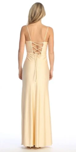 Celavie 6588-L Long Sweetheart Thin Strap Leg Slit Corset Evening Gown(Celavie 6588 L Long Sweetheart Thin Strap Leg Slit Corset Evening Gown) -Discount Dress Shops 6588 LChampagneBack
