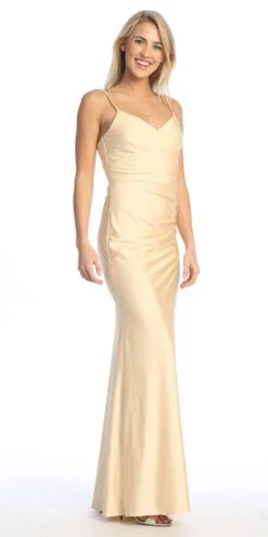 Celavie 6588-L Long Sweetheart Thin Strap Leg Slit Corset Evening Gown(Celavie 6588 L Long Sweetheart Thin Strap Leg Slit Corset Evening Gown) -Discount Dress Shops 6588 LChampagneRight