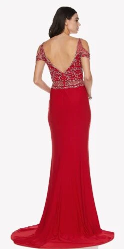 Juliet 660 Cold Shoulder Gown With V-Shape Open Back And Train(Red Cold Shoulder Evening Gown With V Shape Open Back And Train) -Discount Dress Shops 660 juliet red back 7ac4931c 4c6c 4e5a a1d0 b0b47d1a5cf7