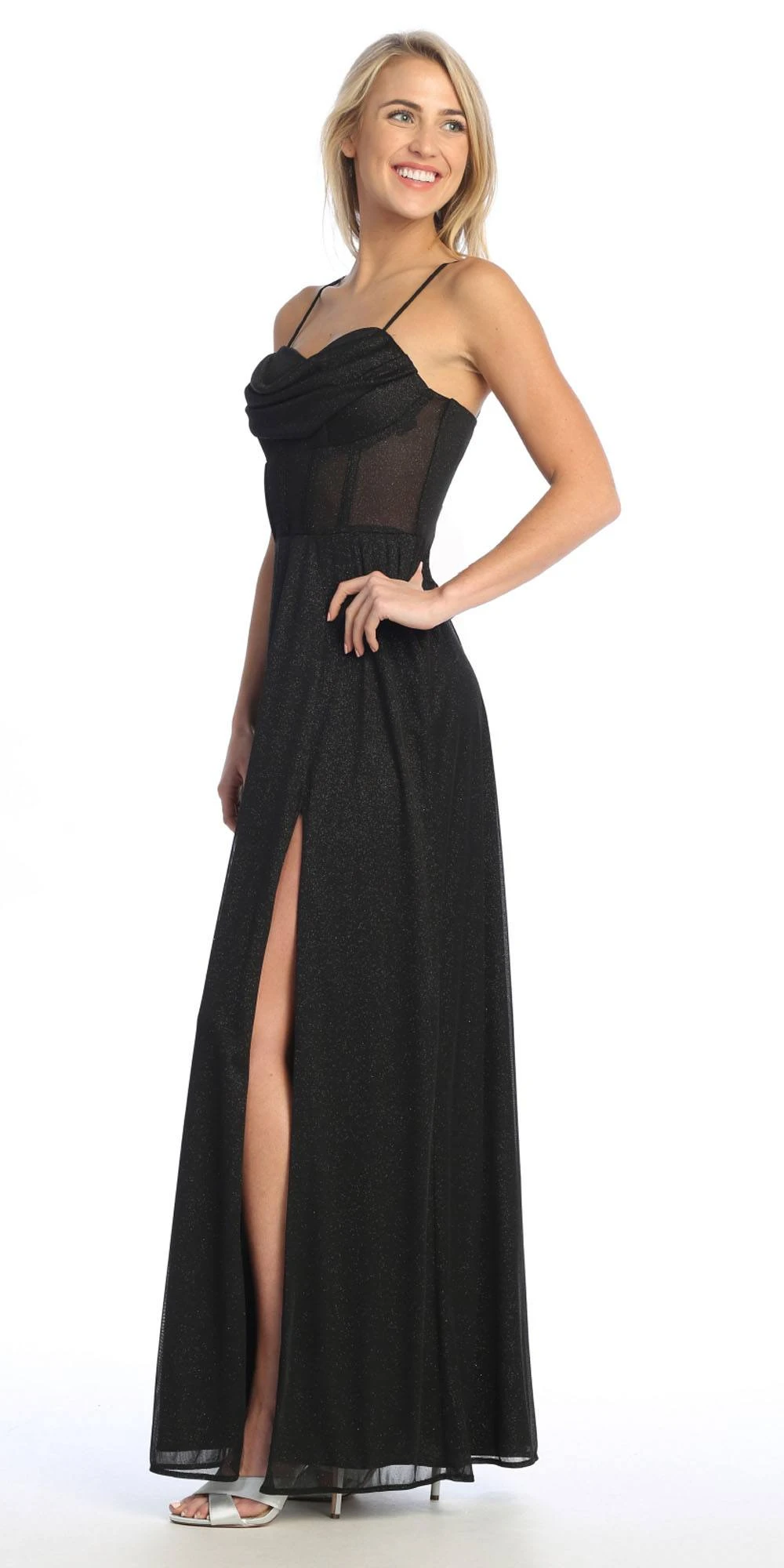 Celavie 6608-L Long A-Line Corset Bodice Cowl Sweetheart Slit Gown(Celavie 6608 L Long A Line Corset Bodice Cowl Sweetheart Slit Gown) 4 Celavie 6608-L Long A-Line Corset Bodice Cowl Sweetheart Slit Gown(Celavie 6608 L Long A Line Corset Bodice Cowl Sweetheart Slit Gown) - Image 4