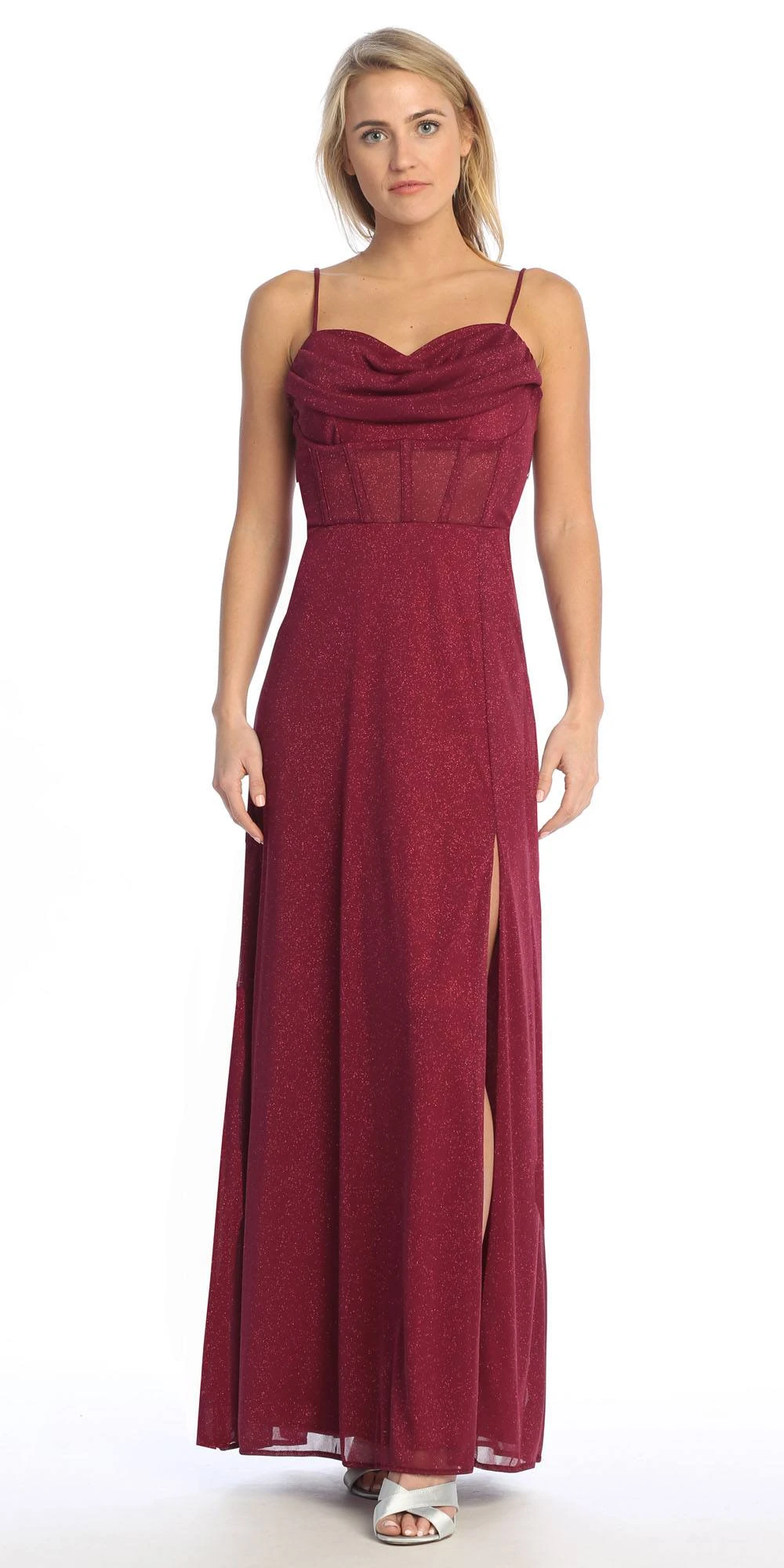 Celavie 6608-L Long A-Line Corset Bodice Cowl Sweetheart Slit Gown(Celavie 6608 L Long A Line Corset Bodice Cowl Sweetheart Slit Gown) 6 Celavie 6608-L Long A-Line Corset Bodice Cowl Sweetheart Slit Gown(Celavie 6608 L Long A Line Corset Bodice Cowl Sweetheart Slit Gown) - Image 6