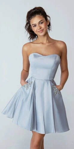 Eureka 6622 Strapless Short A-Line Dress With Pockets(Navy Blue Strapless Homecoming Short Dress With Pockets) 19 Eureka 6622 Strapless Short A-Line Dress With Pockets(Navy Blue Strapless Homecoming Short Dress With Pockets) -Discount Dress Shops 6622Silver 1