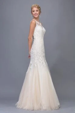 Eureka 6701 Illusion Mermaid Lace Wedding Gown(Illusion Mermaid Lace Wedding Gown Ivory Champagne) -Discount Dress Shops 6701 eureka fashion ivory champagne side view