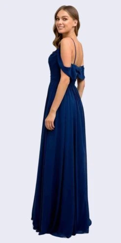 Juliet 676 Cold-Shoulder Formal A-line Dress(Floor Length Navy Blue Cold Shoulder Semi Formal A Line Dress) -Discount Dress Shops 676 juliet navy blue back 2b16802e 26f6 48d4 93d4 f3e78ac4d24f