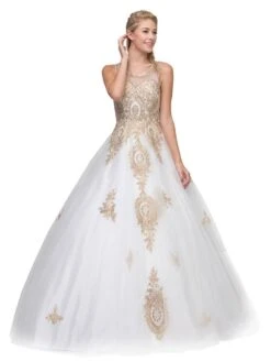 Eureka 6900 Long Cut-Out Back Quinceanera Dress Appliques(Mocha Cut Out Back Quinceanera Dress With Gold Appliques) -Discount Dress Shops 6900 eureka fashion off white 688f814d ce66 4602 bf25 81236e95625b