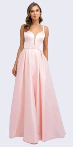 Juliet 691 Floor Length Dress A-Line Cut-Out Bow Back(Floor Length Blush Prom Dress A Line Cut Out Bow Back) -Discount Dress Shops 691 juliet blush