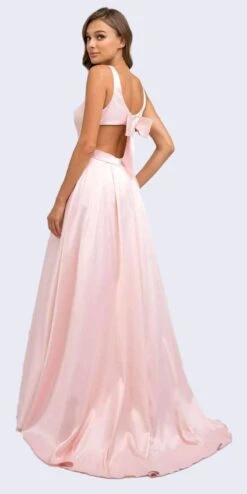 Juliet 691 Floor Length Dress A-Line Cut-Out Bow Back(Floor Length Blush Prom Dress A Line Cut Out Bow Back) -Discount Dress Shops 691 juliet blush back