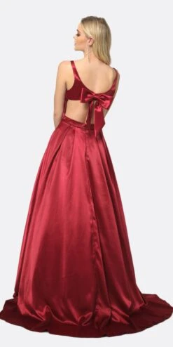 Juliet 691 Floor Length Dress A-Line Cut-Out Bow Back(Floor Length Blush Prom Dress A Line Cut Out Bow Back) -Discount Dress Shops 691 juliet burgundy back 8b8b6187 0f43 40ea ad24 f9ce869b4b5c