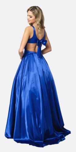 Juliet 691 Floor Length Dress A-Line Cut-Out Bow Back(Floor Length Blush Prom Dress A Line Cut Out Bow Back) -Discount Dress Shops 691 juliet royal blue back 9425f581 85d3 4e6e b68d 9099e6643df5