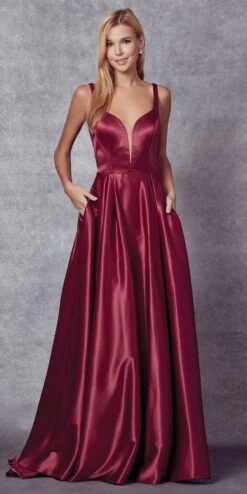 Juliet 691 Floor Length Dress A-Line Cut-Out Bow Back(Floor Length Blush Prom Dress A Line Cut Out Bow Back)