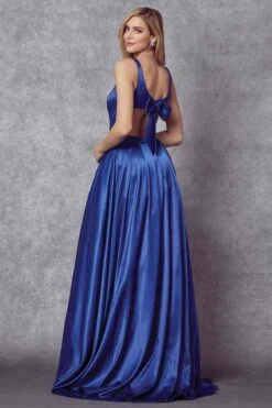 Juliet 691 Floor Length Dress A-Line Cut-Out Bow Back(Floor Length Blush Prom Dress A Line Cut Out Bow Back) -Discount Dress Shops 691 RoyalBlue Back