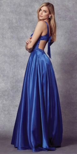 Juliet 691 Floor Length Dress A-Line Cut-Out Bow Back(Floor Length Blush Prom Dress A Line Cut Out Bow Back) -Discount Dress Shops 691 RoyalBlue Side