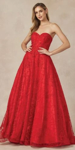 Juliet 692 Long Embroidered Lace Ball Gown Dress With Arm Band(Long Embroidered Lace Ball Gown Dress Navy Blue With Arm Band)