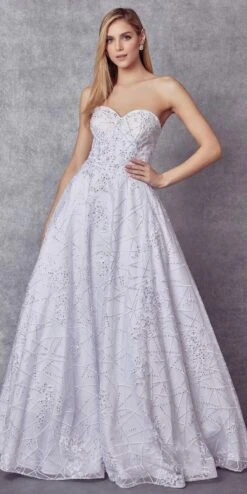 Juliet 692 Long Embroidered Lace Ball Gown Dress With Arm Band(Long Embroidered Lace Ball Gown Dress Navy Blue With Arm Band) -Discount Dress Shops 692w white