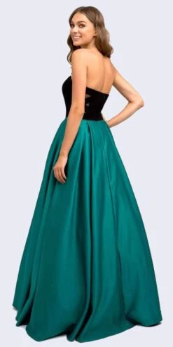 Juliet 694 Floor-Length Two-Tone Sweetheart Ball Gown(Floor Length Two Tone Black Green Sweetheart Ball Gown Style Prom Dress) -Discount Dress Shops 694 juliet black green back