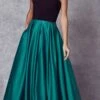 Juliet 694 Floor-Length Two-Tone Sweetheart Ball Gown(Floor Length Two Tone Black Green Sweetheart Ball Gown Style Prom Dress)