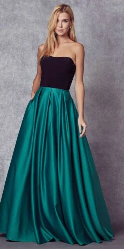 Juliet 694 Floor-Length Two-Tone Sweetheart Ball Gown(Floor Length Two Tone Black Green Sweetheart Ball Gown Style Prom Dress)
