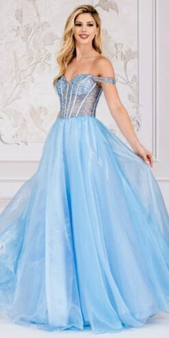 Amelia Couture 7040 Floor Length Off Shoulder Beaded Bodice A-Line Ballgown(Amelia Couture 7040 Floor Length Off Shoulder Beaded Bodice A Line Ballgown)