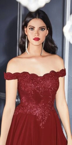 Cinderella Divine 7258W Off The Shoulder LongGown(Cinderella Divine 7258 Off White Off The Shoulder Long Bridesmaid Gown) -Discount Dress Shops 7258 cinderella divine burgundy 22bb9430 80bf 407e 901e 1542bf487945