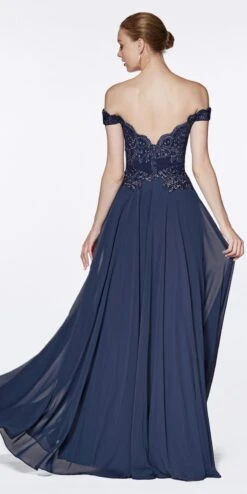 Cinderella Divine 7258W Off The Shoulder LongGown(Cinderella Divine 7258 Off White Off The Shoulder Long Bridesmaid Gown) -Discount Dress Shops 7258 cinderella divine navy blue back 4dcdb41b 2c87 4cf2 b4d4 0946629d25ed