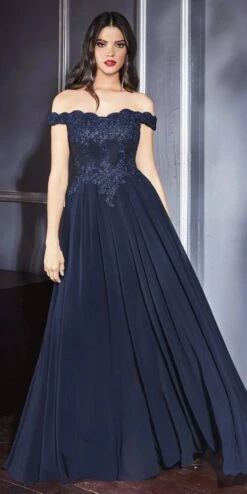 Cinderella Divine 7258W Off The Shoulder LongGown(Cinderella Divine 7258 Off White Off The Shoulder Long Bridesmaid Gown) -Discount Dress Shops 7258 cinderella divine navy blue 6b2c08c0 b4c8 440a aa49 c44953581cee