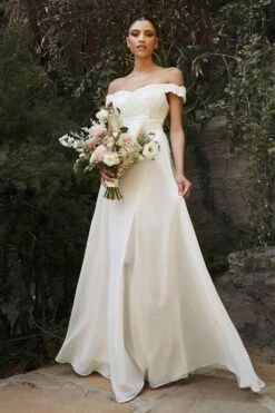 Cinderella Divine 7258W Off The Shoulder LongGown(Cinderella Divine 7258 Off White Off The Shoulder Long Bridesmaid Gown) -Discount Dress Shops 7258 cinderella divine off white gallery side 5bf61174 e530 4e80 a492 9248f3bd9086